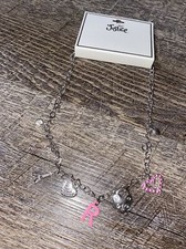 Justice Initial R Pink Paris Necklace Heart Key Rhinestone