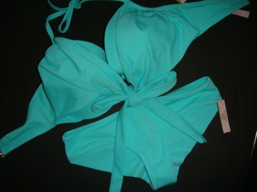 NWT Victoria's Secret wrap 32DD BIKINI XS ruched bottom SEAFOAM glow mint - Picture 1 of 3