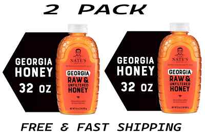 Pack of 2- Nature Nate's Georgia Honey: 100% Pure, Raw and Unfiltered Honey