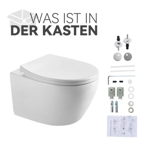 Wand Bidet Set oder Spülrandloses Hänge WC Toilette abnehmbar Soft Close Sitz - Bild 15 von 35