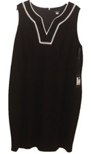 Tommy Hilfiger Scuba Crepe Lace Trim Lined Sheath Dress Black White 20W NWT