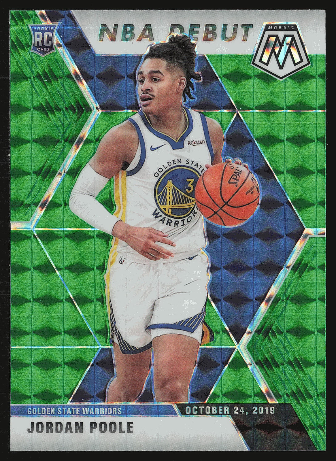 2019-20 Panini Mosaic #261 Jordan Poole Green Prizm RC