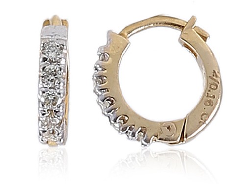 Pave 0,16 Cts Runde Brilliant Natürliche Diamanten Creolen Ohrringe In 14K Gold