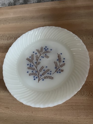 Set of 3 Termocrisa Mexico Milk Glass Blue & Brown Floral Swirl Edge 8.75”Plates - Picture 9 of 11