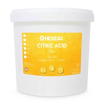 Hexeal Citric Acid 5kg – 5kg Bucket of Food Grade Anhydrous Fine Citric
