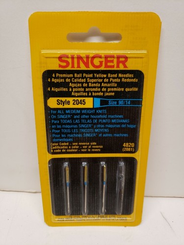 SINGER 3 Pack Premium Ball Point Yellow Band Needles Style 2045 Size 14 New