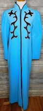 Vintage MINT OSCAR De La RENTA Blue Plush Swirl Appliqu Maxi House ROBE Sz S