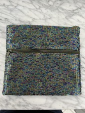 La Regale Iridescent Metallic Beaded Purse Evening Bag Blue Pink Clutch Vtg 80s
