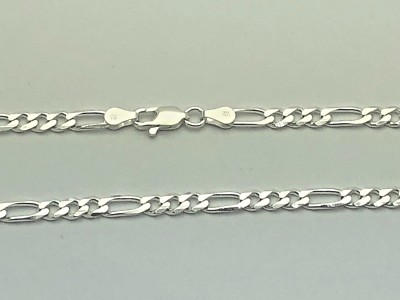 PLANETYS - Catenina Argento Sterling 925 Rodiato Modello Figaro piatto (1+3) Larghezza: 5.6 mm Lunghezza: 45 cm