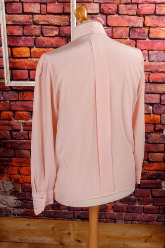 Vintage Original 90er Blusa Seda Elegante Alexander Cuello Alto Suelta M 40 - Imagen 6 de 7