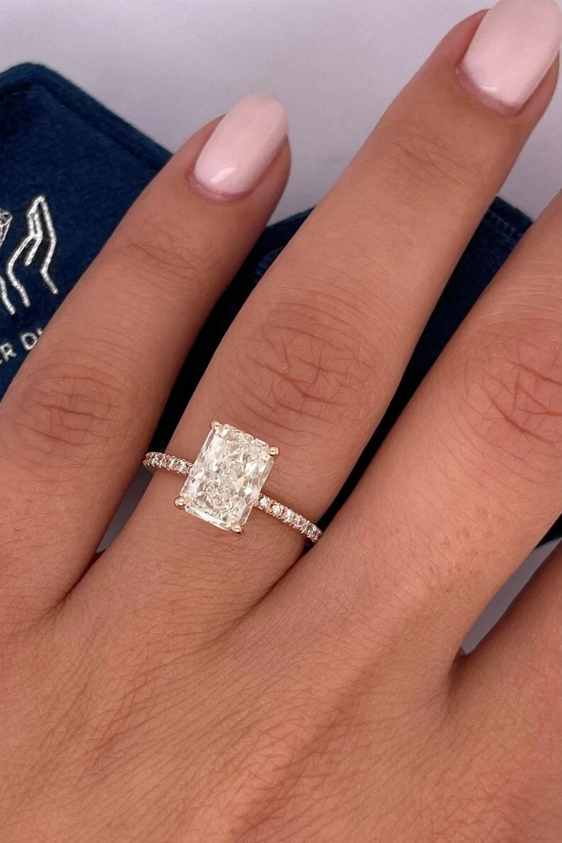 Radiant Cut 1.54 Carat IGI GIA Lab Created Diamond Engagement Ring
