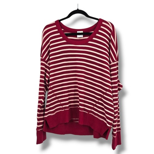 Aerie OFFLINE Striped Waffle Knit Pullover Oversized Top Long Sleeve Casual M