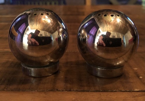 ANTIQUE ART DECO CHASE BRASS AND COPPER COMPANY “SALT AND PEPPER SPHERES”