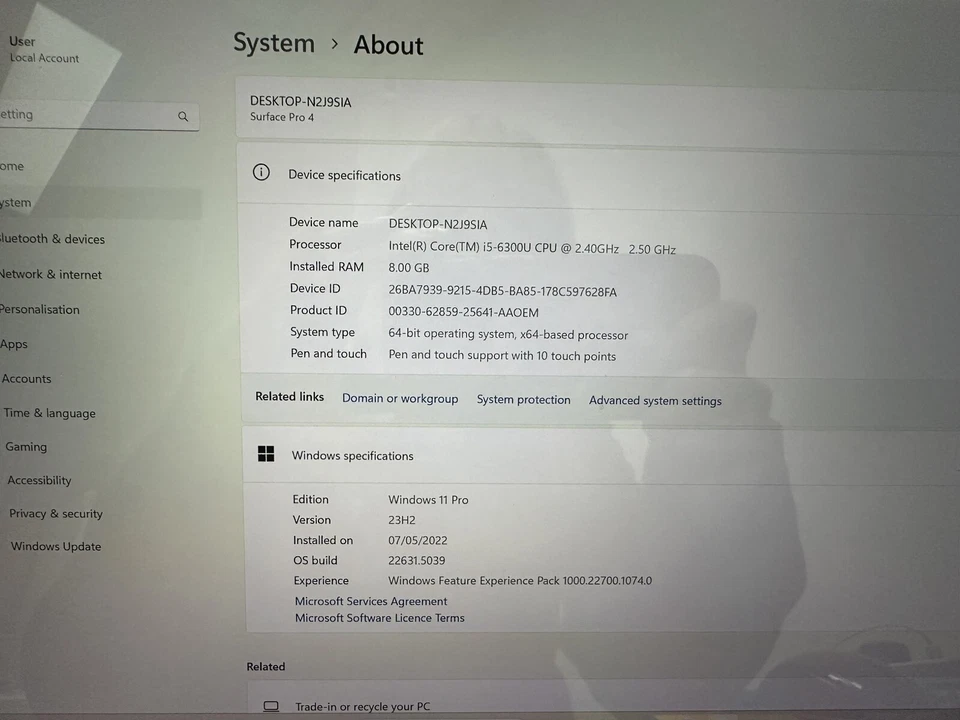 Microsoft Surface Pro 4 12" i5-6300 8GB RAM 256B SSD Windows 11 Pro NO keyboard - Image 3 of 4