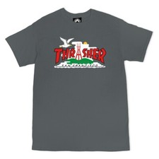 Thrasher Magazine THE CITY LOGO Skateboard T Shirt CHARCOAL
