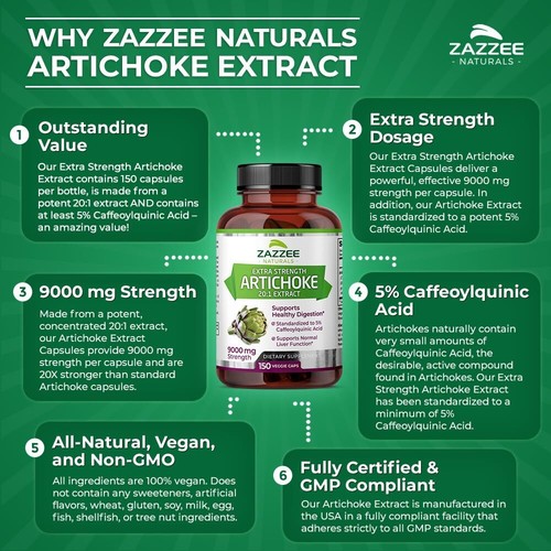 Extra Strength Artichoke 20:1 Extract, 9000 mg Strength, 5% Caffeoylquinic Acid - Picture 6 of 7