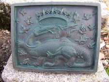 RE0197 PROMO  BLASON MURAL  SALAMANDRE  MEDIEVAL ARMOIRIE  PIERRE RECONSTITUEE