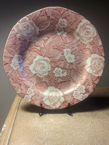 Sehr guter Zustand BURLEIGH VIKTORIANISCHER CHINTZ PINK 3 (4) Essplatten zur Ausstellung oder zur Verwendung