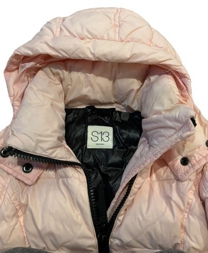 S13 Down Coat Girls Size 4 Pink Lined Removable Hood - Picture 6 of 9