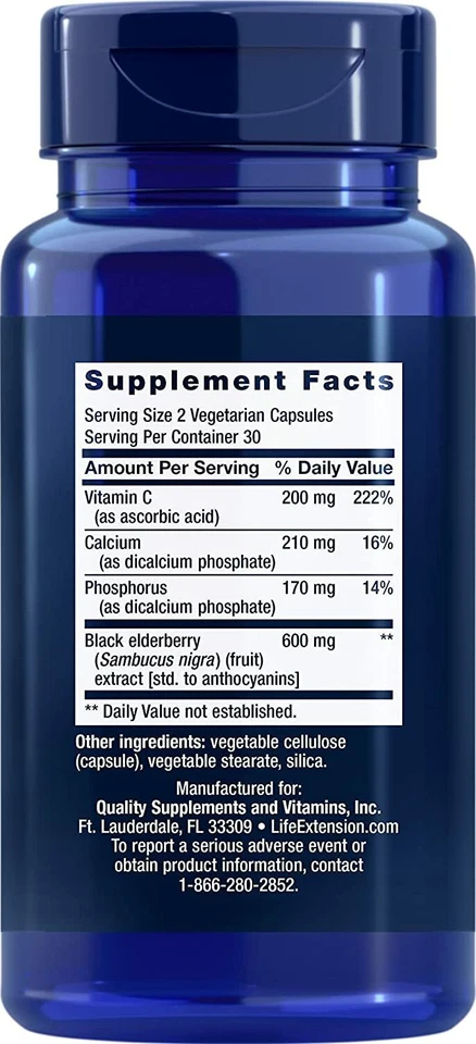 Life Extension Saúco Negro + Vitamina C - Apoyo al Sistema Inmunológico Paquete de 2 Foto 3 de 4