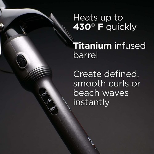 RUSK PRO CurlTitanium 1.25 Inch Spring Curling Iron For All Hair Types -
