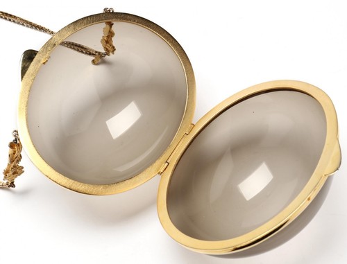 Judith Leiber Egg Evening Bag Clutch MINAUDIÈRE Smoky Lucite Oval Vintage gyuh - Picture 8 of 14