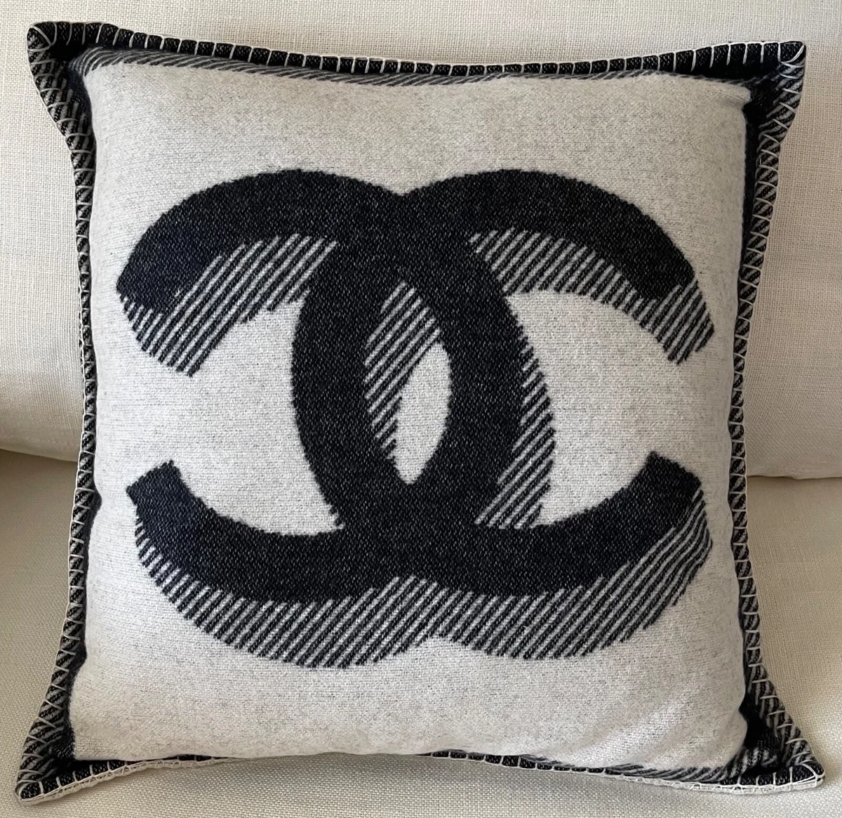 BNWT Authentic Chanel Classic Large CC Wool Cashmere Square Pillow