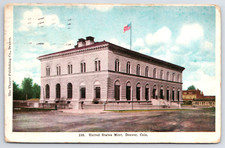 Vintage Postcard United States Mint Denver Colorado c1907 & Green Franklin Stamp