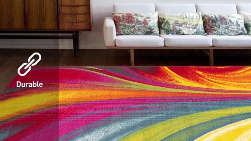 Rugshop Area Rug Modern Waves Multicolored Non-slip Living Room Rug Bedroom Rug - Video 1 of 1