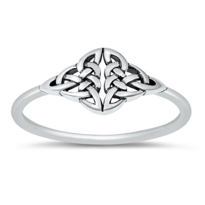 Ornate Celtic Triquetra Knot Ring New .925 Sterling Silver Band Sizes 4 ...