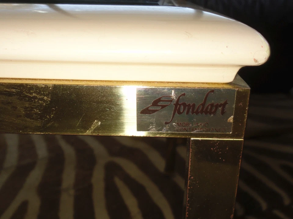 2 table basse gigogne FONDART MOBiliARiO bois laqué laiton or design 1970 verre - Photo 3/4