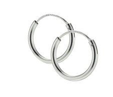 925 Sterling Silver Endless Hoop Round Earrings 2mm Thick