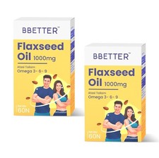BBETTER Flaxseed Oil Softgels | Omega 3 6 9 Vegetarian 1000mg 120 Capsules