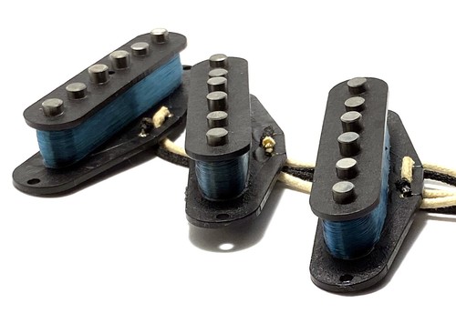Blue Fire Hot Wound Strat AlNiCo 5 9K Single Coil SSS Pickup Set, Cover Choice - Picture 2 of 10