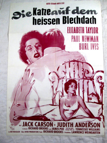 DIE KATZE AUF DEM HEIßEN BLECHDACH - Poster Filmplakat - Paul Newman Liz Taylor - Zdjęcie 1 z 4