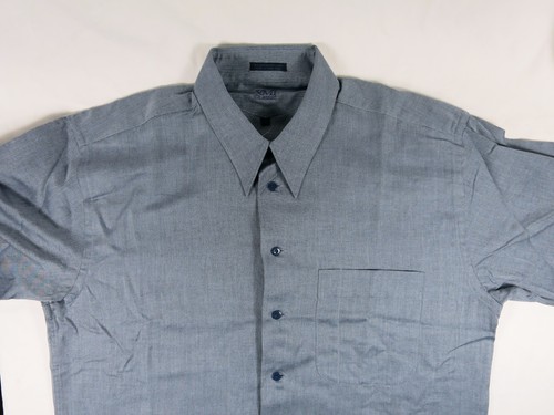 Camisa de vestir XMI clásica mezcla algodón lino mediana azul mediana 16,25 - Imagen 5 de 9