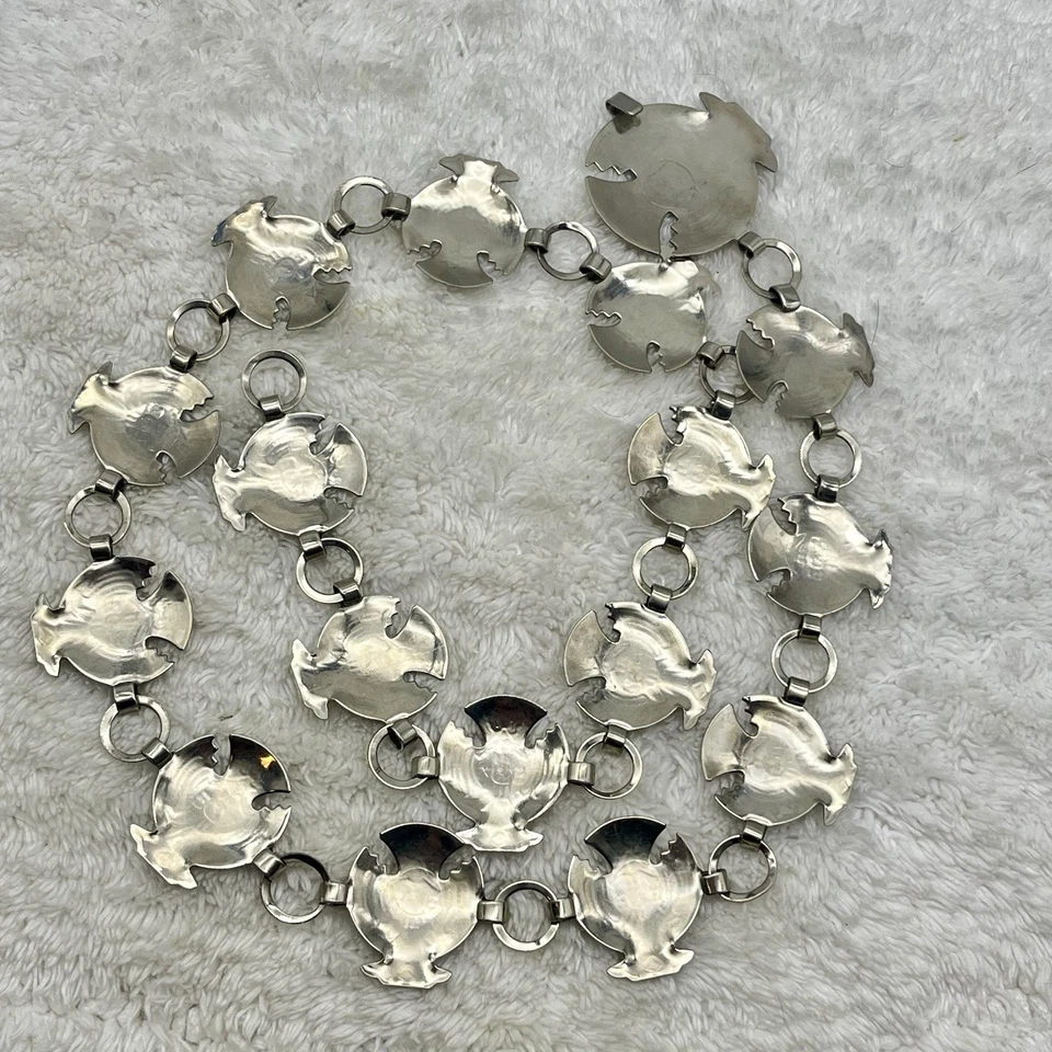 Vintage Concho Chain Belt Etched Silver Tone Southwestern Cowboy 33" - Image 4 of 4