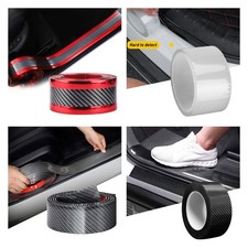 Door Car Vinyl Sill Scuff Plate Cover Sticker Protector Carbon Fiber /Red N