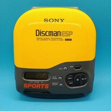 VTG Sony Discman ESP CD Player SPORTS Yellow D-421SP Parts Or Repair