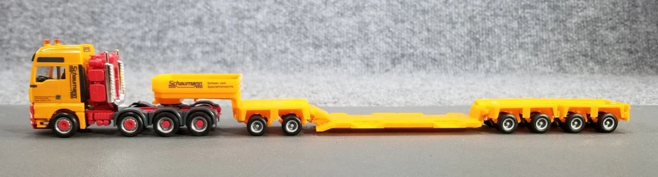 HERPA HO 1:87 152440 MAN TGA XXL SZ  LOW LOAD SEMI TRUCK & TRAILER LONG 12" IOB - Image 3 of 4