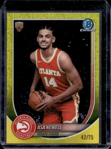 2025-26 Bowman Asa Newell Chrome RC Yellow Mojo Refractor Rookie #/75 Hawks
