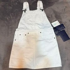 Prada Triangle Logo Denim Overall Mini Dress White Size 36