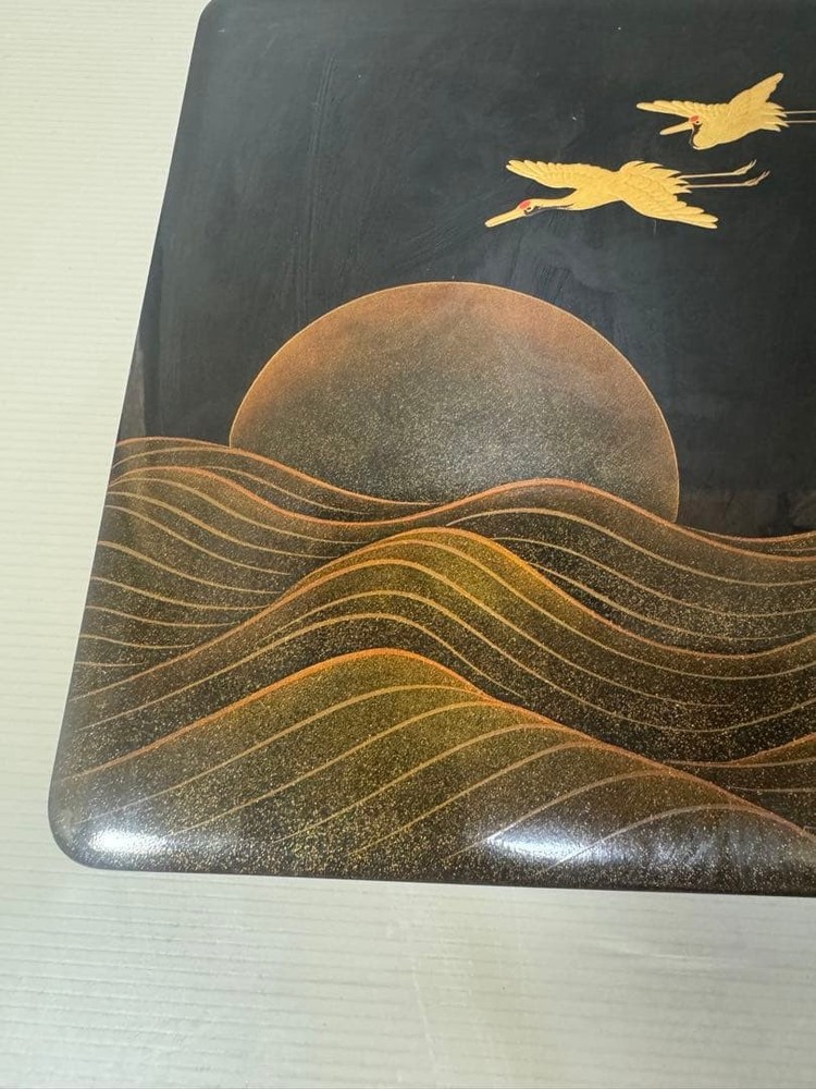 Jubako Bento Box Japanese 2197 Lacquer Luxury Made in Japan Sunrise Crane Letter