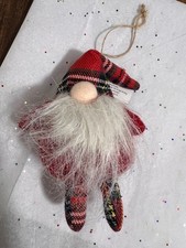 NEW  Midwest Gift  Red Check Bearded Gnome  6"  Christmas Ornament