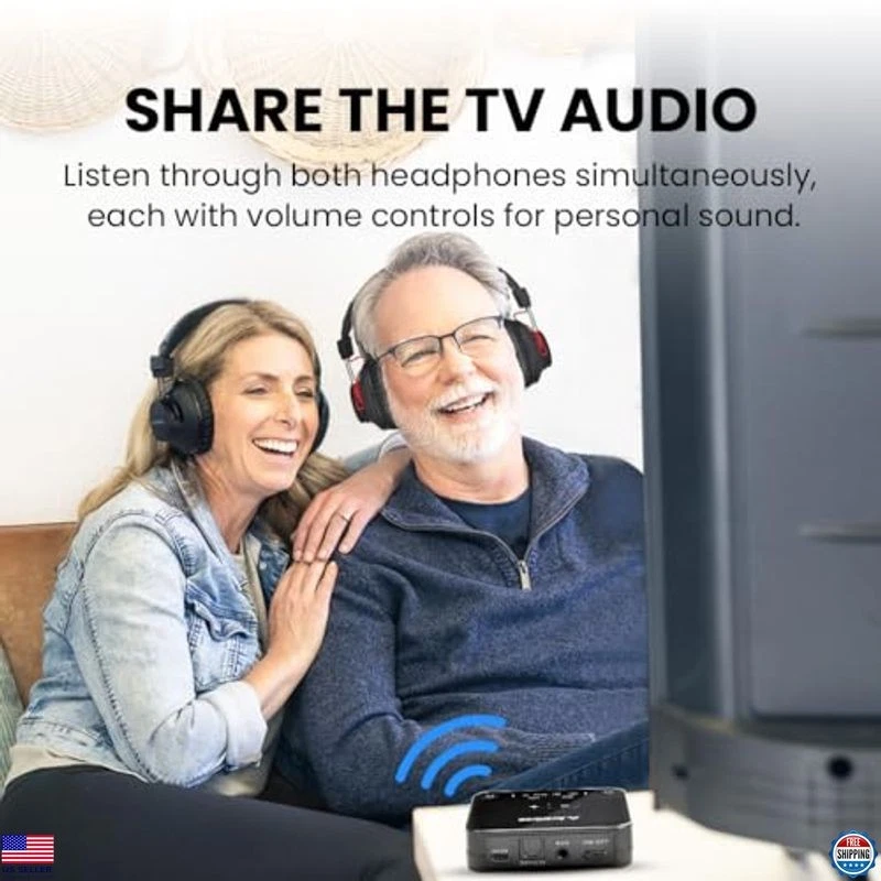 Bluetooth 5.3 Headphones & Transmitter for Wireless TV, aptX Adaptive, 50hr - Image 2 of 4