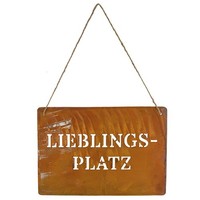 "Riffelmacher Schild Metall Zum HäNgen \"Lieblingsplatz\" Rostfarben 30 Cm X 20 Cm"
