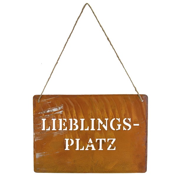 "Riffelmacher Schild Metall Zum HäNgen \"Lieblingsplatz\" Rostfarben 30 Cm X 20 Cm"-image