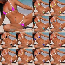 Women Hollow Bra Swimwear Sexy Bikini Briefs Ultra Thin Beach Wear Set Swimsuit