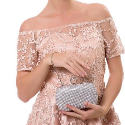Glitzernde Damen Abendtasche Geldbörse Kartenfach Ring Handy Schlüssel Spiegel Clutch