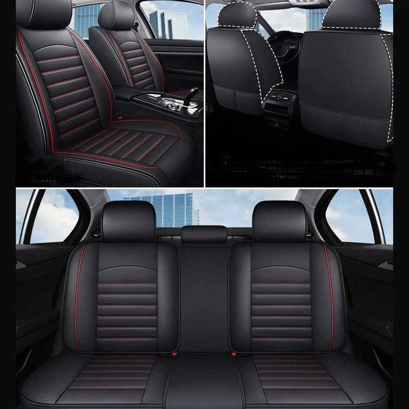 For Honda Accord CR-V HR-V 4-Door Car Seat Cover Leather Front Rear Cushion - Image 2 of 4